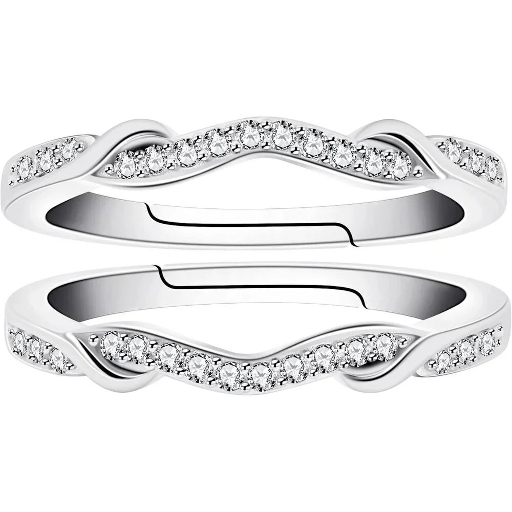 925 Sterling Silver Infinity Double  Wrap Ring Guard Enhancer Wedding